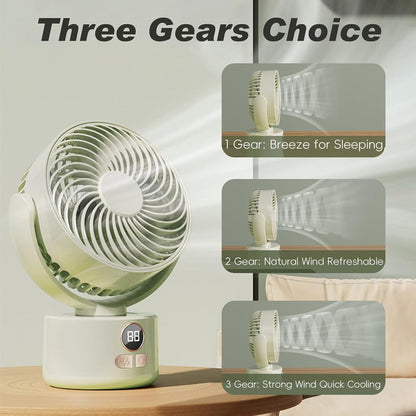Desk Fan Portable Rechargeable with USB Small Fans for Bedroom,Oscillating Cooling Slient Table Fan Long Time Work,Personal Quiet Oscillating Super Power Turbo Fan (Green)