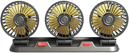 Car Fan 360° Adjustable 3 Head Air Fan Automotive Electric Fan Multi-Function USB/12V/24V Fan 2 Speeds Car Silent Fan for Home