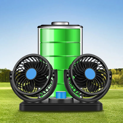 Car Fan 360° Adjustable 2 Head Air Fan Automotive Electric Fan USB/12V/24V 2 Speeds Car Silent Fan for Home Desk
