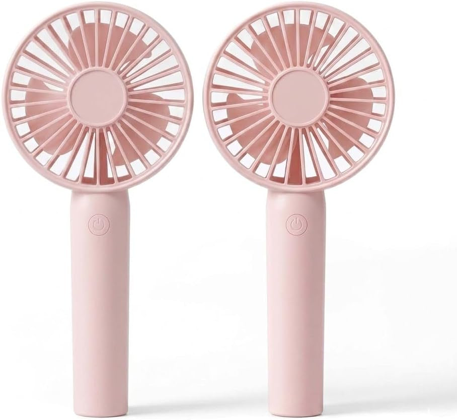 Portable Handheld Fan, USB Rechargeable Mini Fan, Ultra Quiet Hand Fan, Small Kids Fan, Lash Fan Face Fan for Makeup Hot Flashes, Summer Essentials(2, Pink)