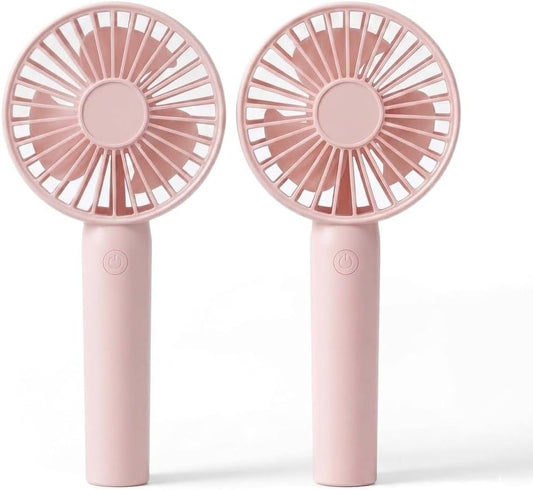 Portable Handheld Fan, USB Rechargeable Mini Fan, Ultra Quiet Hand Fan, Small Kids Fan, Lash Fan Face Fan for Makeup Hot Flashes, Summer Essentials(2, Pink)