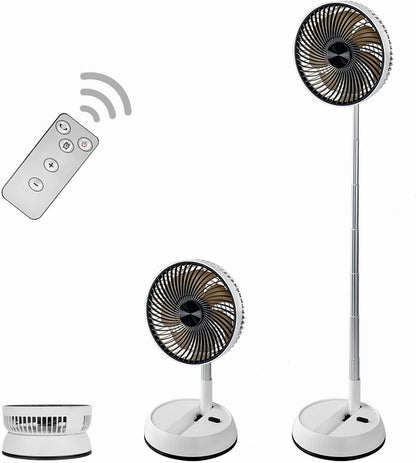 Portable Oscillating Pedestal Fan, 8 Inch Foldable Standing Fan,10000Mah Rechargeable Battery USB Table Fan, Height Adjustable, 4 Speeds, Quiet, with Remote Control, Home Office Travel