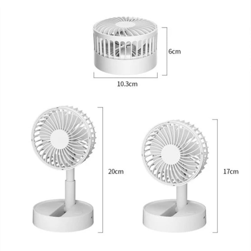 Mini Portable Folding Rechargeable Table Fan,Foldaway Fan with Battery Operated USB Desk Fan