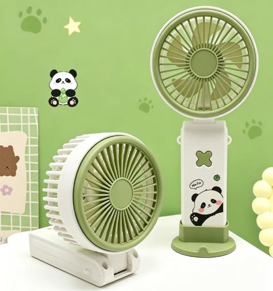 Handheld Fan Cartoon,Hand Held Folding Mini Fan USB Rechargeable Personal Cooling Fan with Base, 3 Speeds Adjustable Small Fan for Summer, Outdoor, Travel, Office, Kids, Ideal Summer Gift