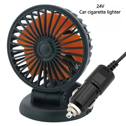 Car Fan 360° Adjustable 3 Head Air Fan Automotive Electric Fan Multi-Function USB/12V/24V Fan 2 Speeds Car Silent Fan for Home